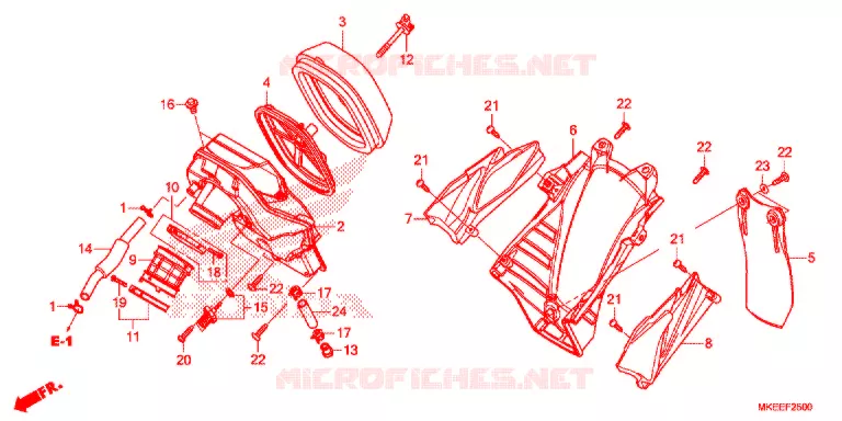 CUBIERTA DELANTERA/LIMPIADOR DE AIRE Honda MOTO 450 CRF 2020  CRF450RXK