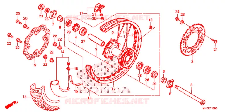 RUEDA TRASERA Honda MOTO 450 CRF 2020  CRF450RXK