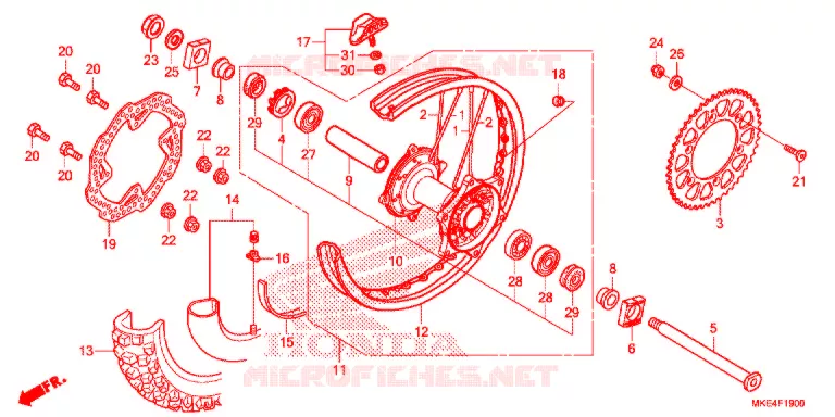 RUEDA TRASERA Honda MOTO 450 CRF 2018  CRF450RJ