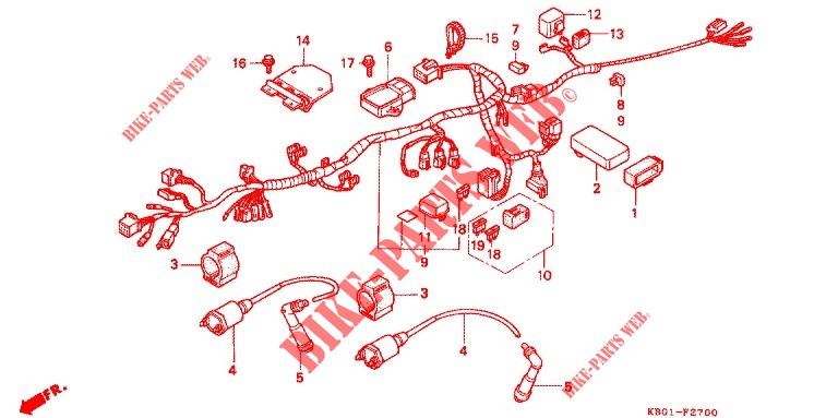 CONJUNTO DE ALAMBRES/ BOBINA DE ENCENDIDO/BATERIA para Honda 250 NIGHTHAWK With speed Warning Limit 1994