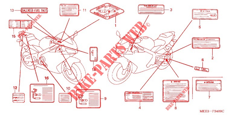 ETIQUETA DE PRECAUCION  para Honda CBR 600 RR 2003