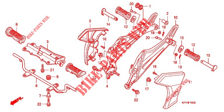 ESTRIBO  (3) para Honda XRM 125 SPOKED WHEELS, REAR BRAKE DRUM 2010