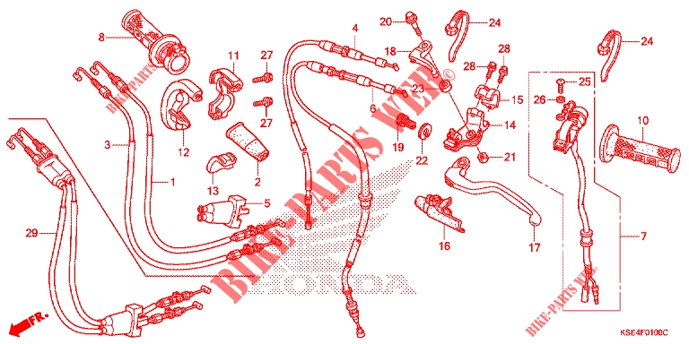 PALANCA DE MANIJA/INTERRUPTOR/CABLE(1) para Honda CRF 150 R 2007