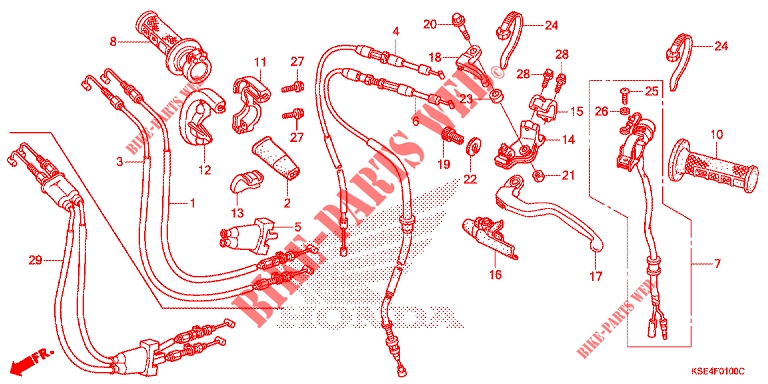 PALANCA DE MANIJA/INTERRUPTOR/CABLE(1) para Honda CRF 150 R BIG WHEELS 2008