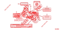     ETIQUETTE DE PRECAUTIONS para Honda WAVE 110 Front brake disk, Kick start, Spoked wheels 2014