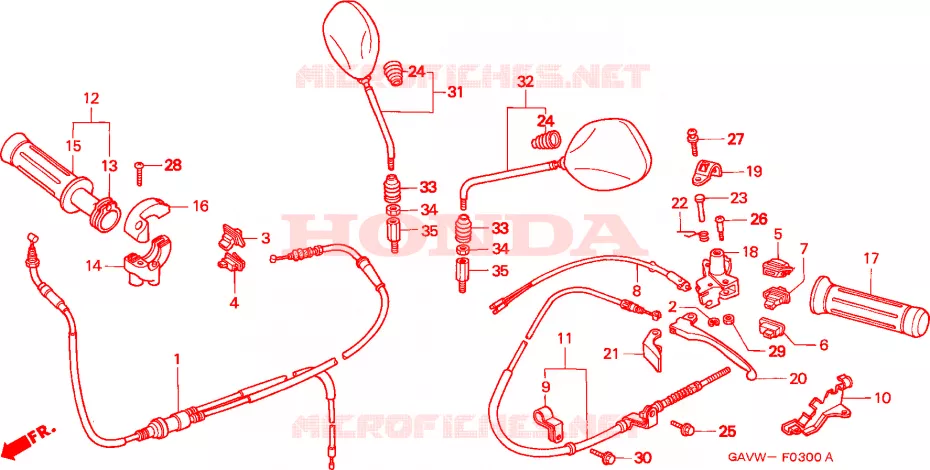 PALANCA DE MANIJA/INTERRUPTOR/CABLE Honda SCOOTER 50 BALI 1998  SJ50W