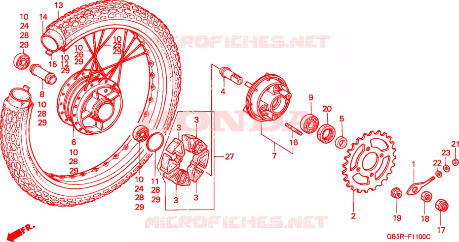 RUEDA TRASERA Honda MOTO 70 C70 1994  C70CWR