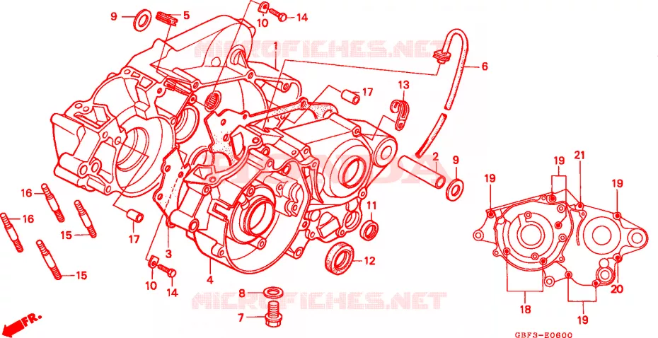 CARTER DE MOTOR Honda MOTO 80 CR 1997  CR80RV