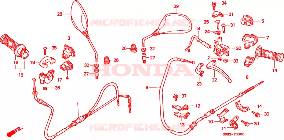 PALANCA DE MANIJA/INTERRUPTOR/CABLE(1) Honda SCOOTER 50 SFX 1999  SFX50X