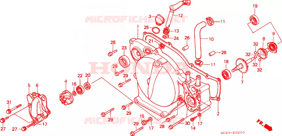 CUBIERTA DE CARTER DER. Honda MOTO 80 CR 1987  CR80RH