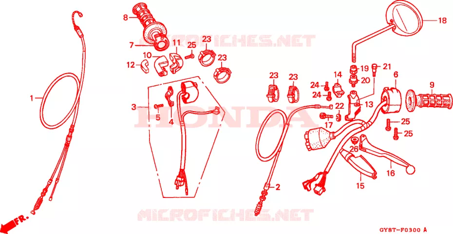 PALANCA DE MANIJA/INTERRUPTOR/ CABLE Honda MOTO 50 CRM 1996  CRM50RT