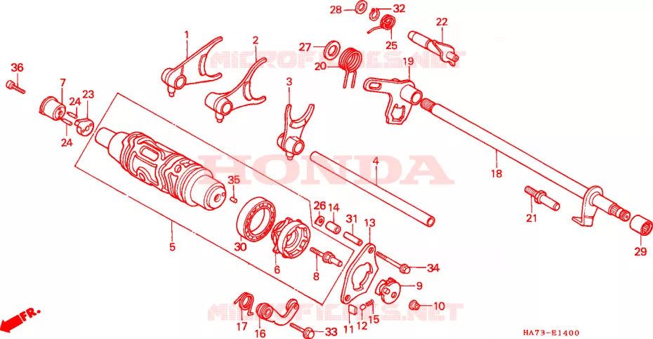 TAMBOR CAMBIO ENGRANAJES Honda ATV 350 FOURTRAX 1992  TRX350N