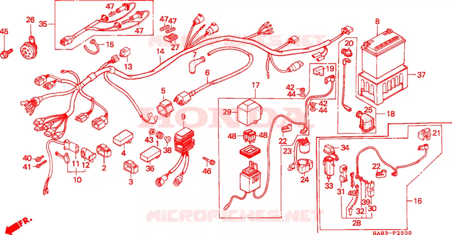 CONJUNTO DE ALAMBRES/BATERIA Honda ATV 250 FOURTRAX 1987  TRX250H