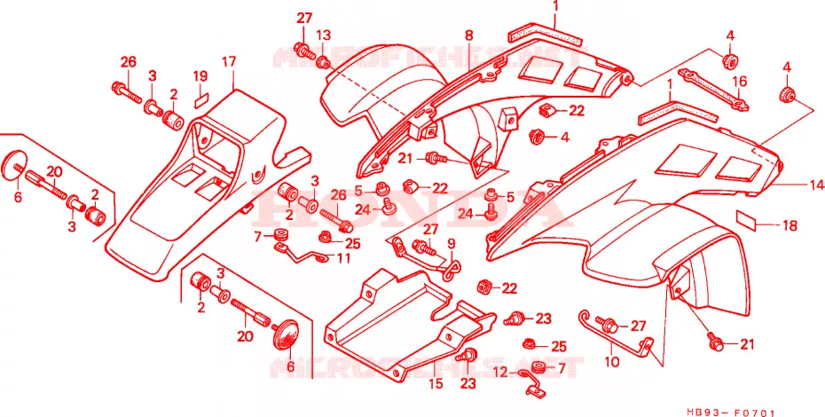 GUARDABARROS DELANTERO(2) Honda ATV 250 FOURTRAX 1989  TRX250RK