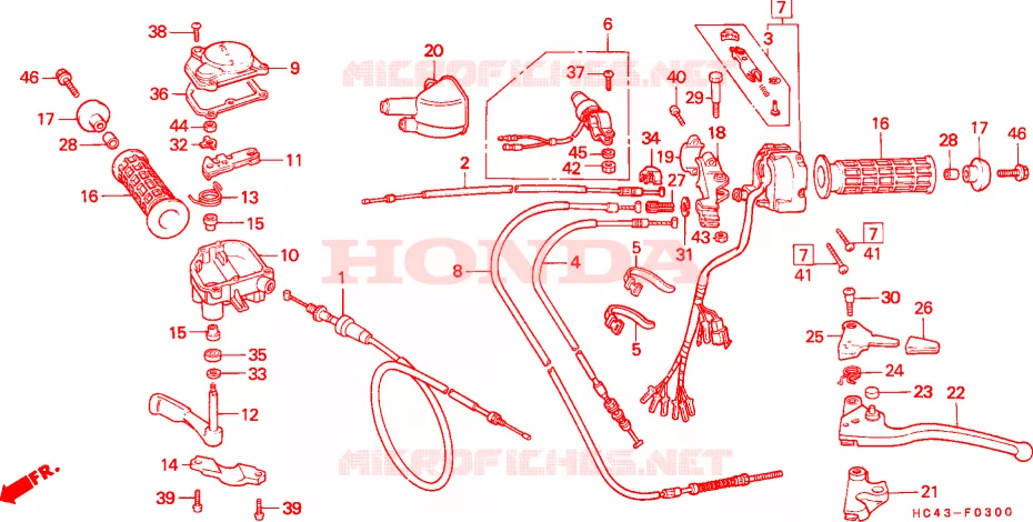CABLE/INTERRUPTOR/PALANCA DE MANIJA Honda ATV 300 FOURTRAX 1991  TRX300FWM