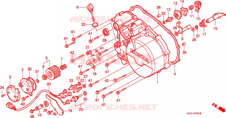 CUBIERTA DE CARTER DER. Honda ATV 300 FOURTRAX 1991  TRX300FWM