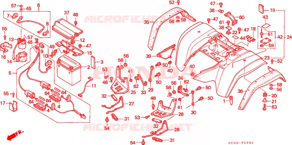 GUARDABARROS TRASERO(K/L/M) Honda ATV 300 FOURTRAX 1990  TRX300FWL