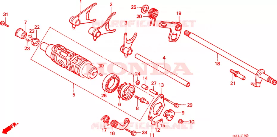 TAMBOR CAMBIO ENGRANAJES Honda ATV 300 FOURTRAX 1991  TRX300M