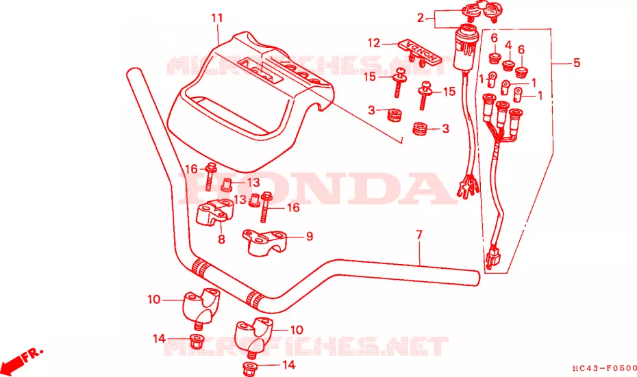 TUBERIA DE MANIJA/JUEGO DE LLAVES Honda ATV 300 FOURTRAX 1990  TRX300FWL