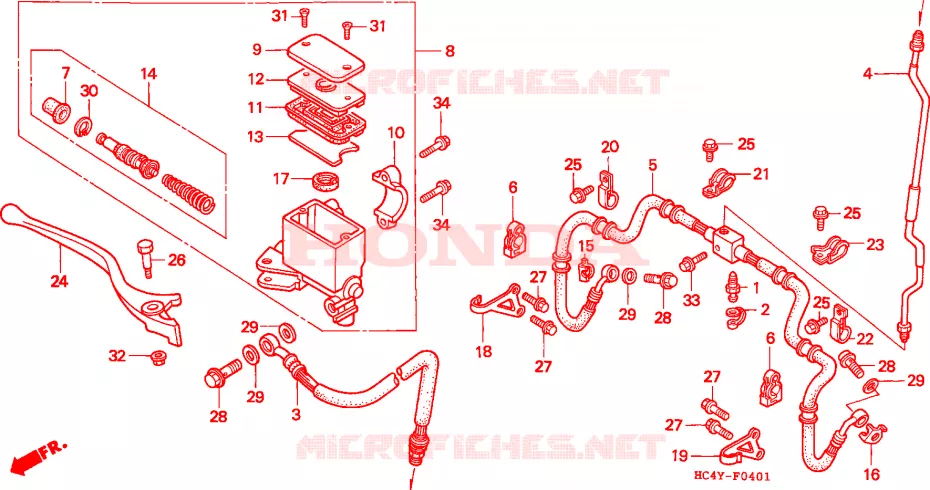 CILINDRO MAESTRO DE FRENO Honda ATV 300 FOURTRAX 1993  TRX300P