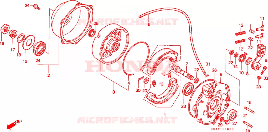 PANEL DE FRENO TRASERO Honda ATV 300 FOURTRAX 1993  TRX300FWP