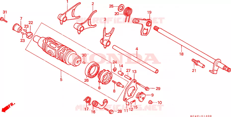 TAMBOR CAMBIO ENGRANAJES Honda ATV 300 FOURTRAX 1993  TRX300P
