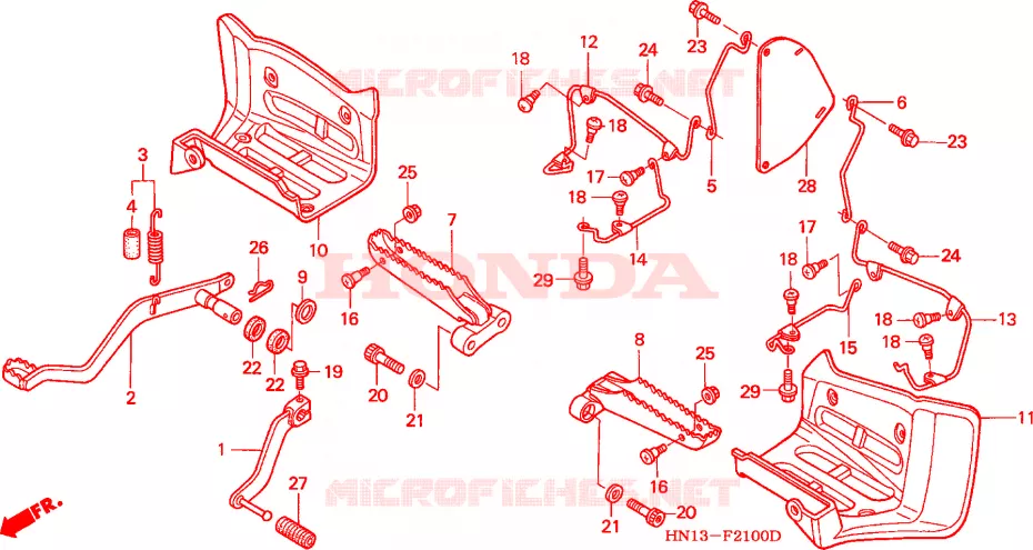 ESTRIBO/PEDAL (TRX400EXX-4) Honda ATV 400 FOURTRAX 2000  TRX400EXY