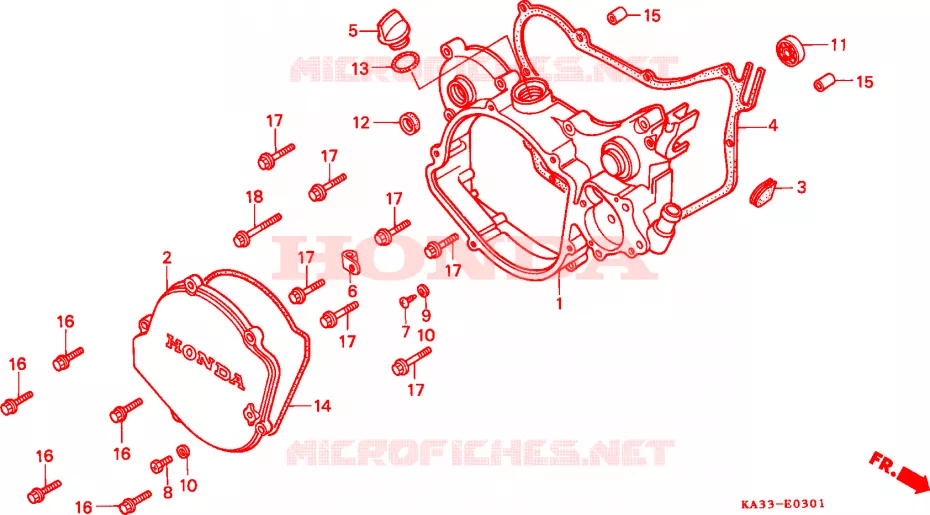 CUBIERTA DE CARTER DER.(2) Honda MOTO 125 CR 1988  CR125RJ