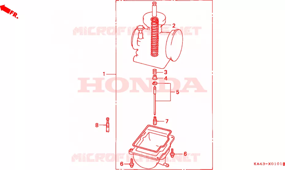 CARBURADOR JUEGO DE PARTES OPCION.(2) Honda MOTO 250 CR 1987  CR250RH