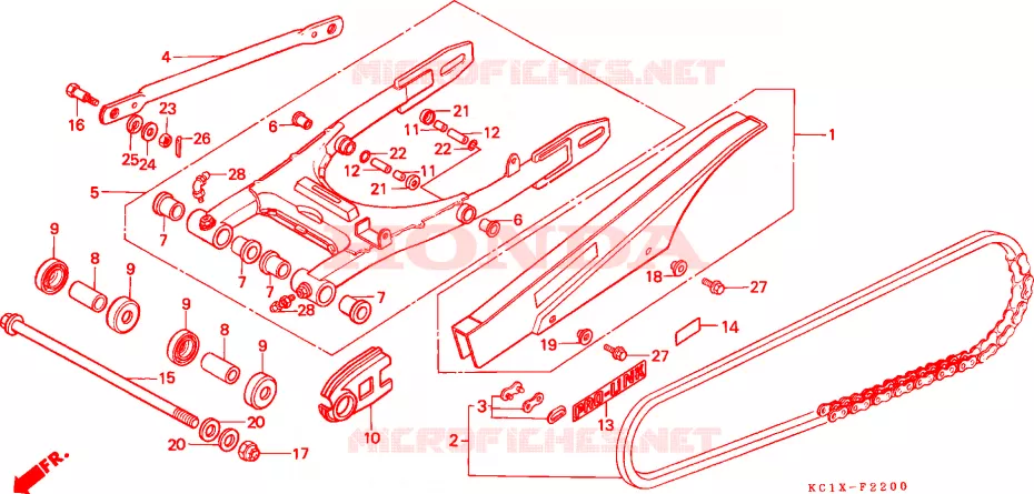 BRAZO DE OSCILACION/CAJA DE CADENA Honda MOTO 125 CB 1988  CB125TDJ
