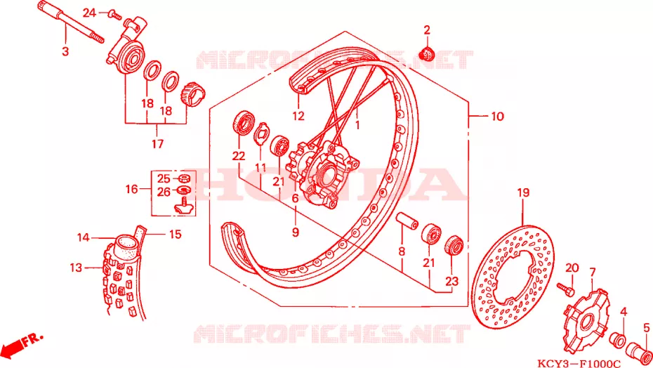 RUEDA DELANTERA Honda MOTO 400 XR 1999  XR400RX