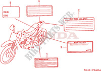ETIQUETA DE PRECAUCION para Honda XR 100 2002