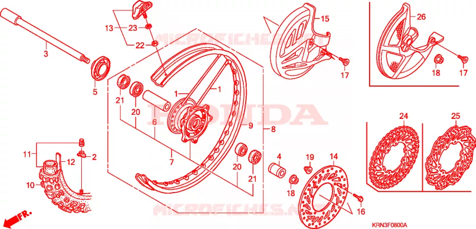 RUEDA DELANTERA Honda MOTO 250 CRF 2004  CRF250R4