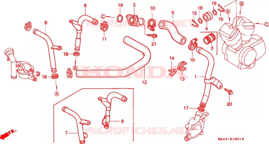 TUBERIA DE AGUA  Honda MOTO 1100 SHADOW 1997  VT1100C2V