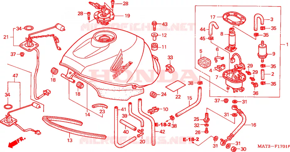 TANQUE DE COMBUSTIBLE(X/Y/1/2/3/4) Honda MOTO 1100 CBR 2001  CBR1100XX1