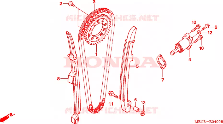 CADENA DE LEVA/TENSIONADOR Honda MOTO 650 XR 2001  XR650R1