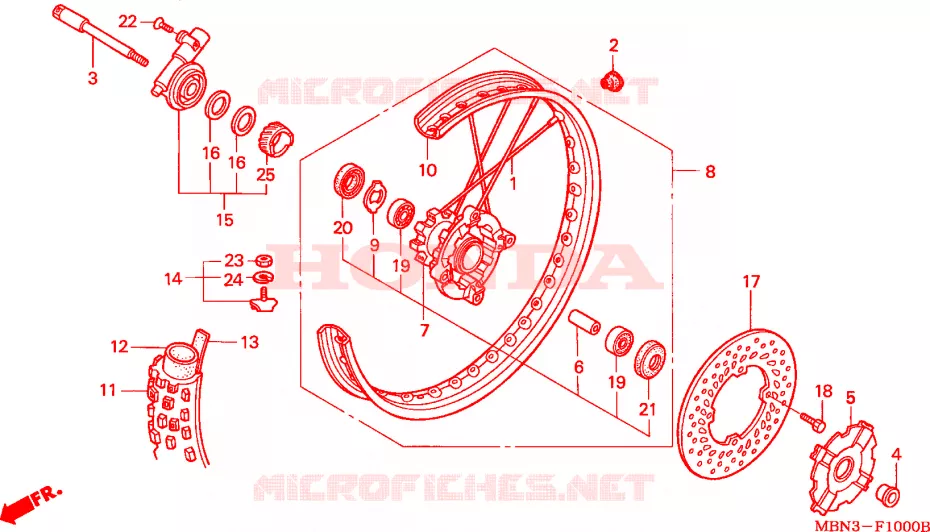 RUEDA DELANTERA Honda MOTO 650 XR 2001  XR650R1