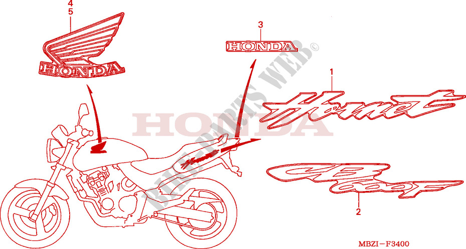 MARCA(CB600F2) para Honda CB 600 F HORNET 34HP 2002