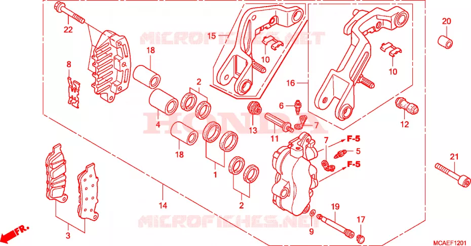CALIBRADOR DE FRENO DELANTERO IZQ. Honda MOTO 1800 GOLD-WING 2009  GL18009