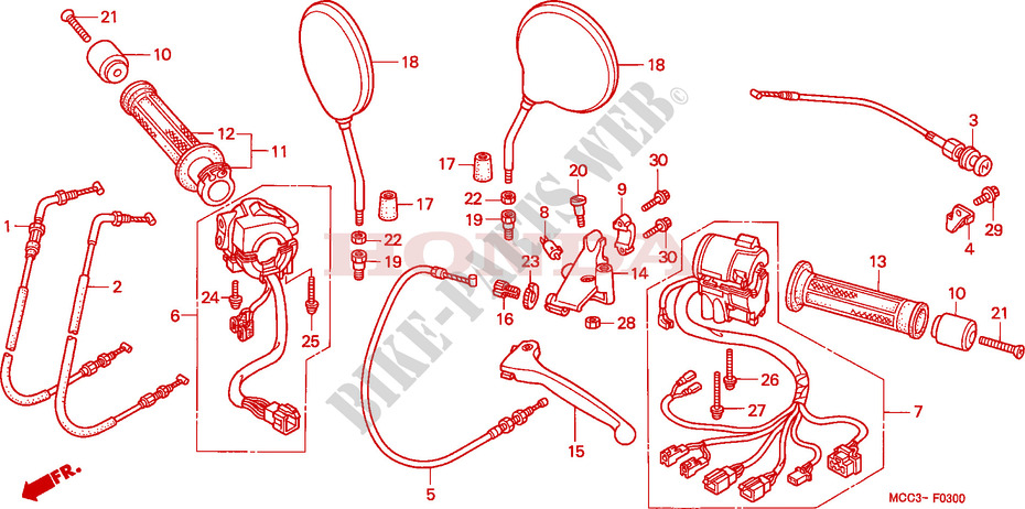 INTERRUPTOR/CABLE para Honda CB 1100 X11 2001
