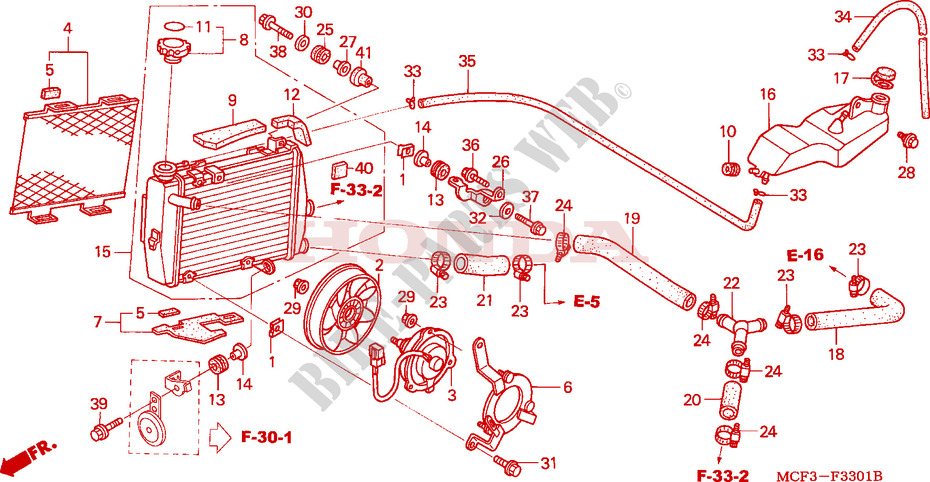 RADIADOR(IZQ.) (VTR1000SP2/3/4/5/6) para Honda VTR 1000 SP2 2002