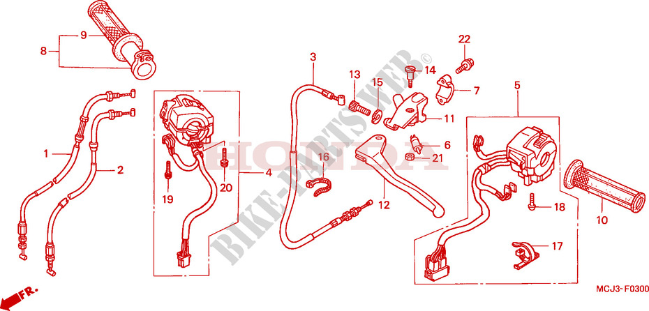 CABLE/INTERRUPTOR (CBR900RRY,1/RE1) para Honda CBR 929 FIREBLADE ERION 2001