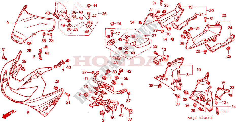 CAPO SUPERIOR (CBR900RRY,1/RE1) para Honda CBR 929 FIREBLADE ERION 2001