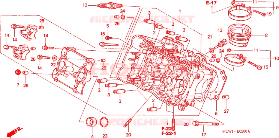 CULATA DE CILINDRO(DELANTERO) Honda MOTO 800 VFR 2005  VFR8005