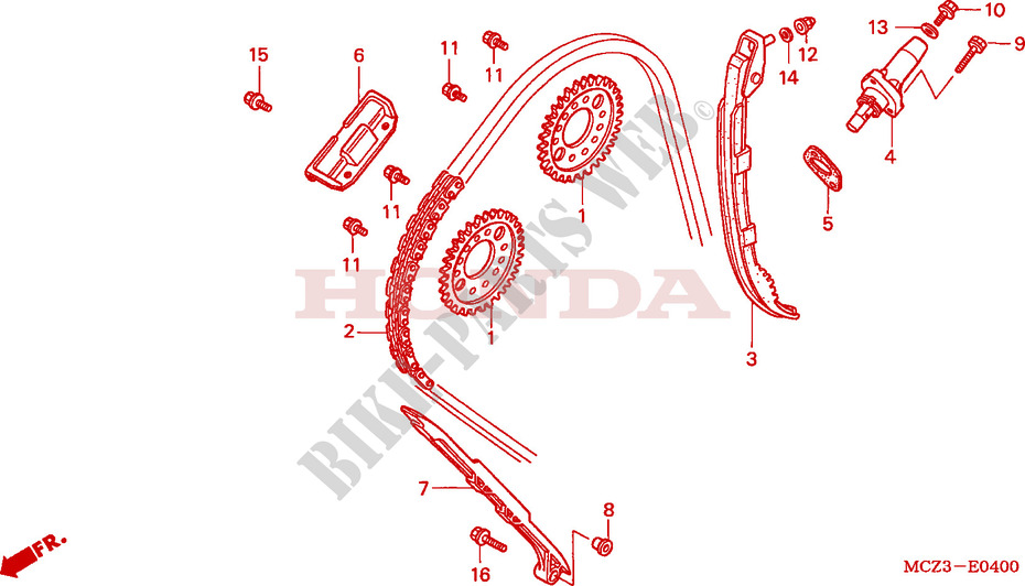 CADENA DE LEVA/TENSIONADOR para Honda CB 900 F HORNET 2002