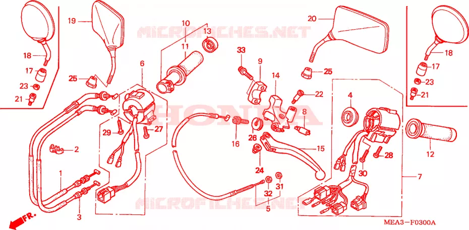 INTERRUPTOR DE MANIJA/PALANCA/CABLE Honda MOTO 1300 VTX 2004  VTX1300S4