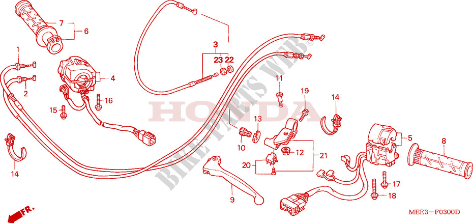 PALANCA DE MANIJA/INTERRUPTOR/CABLE para Honda CBR 600 RR 2005