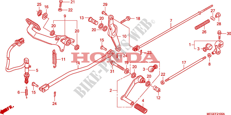 PEDAL(EXCEPT KO) para Honda SHADOW VT 750 AERO ABS 2008