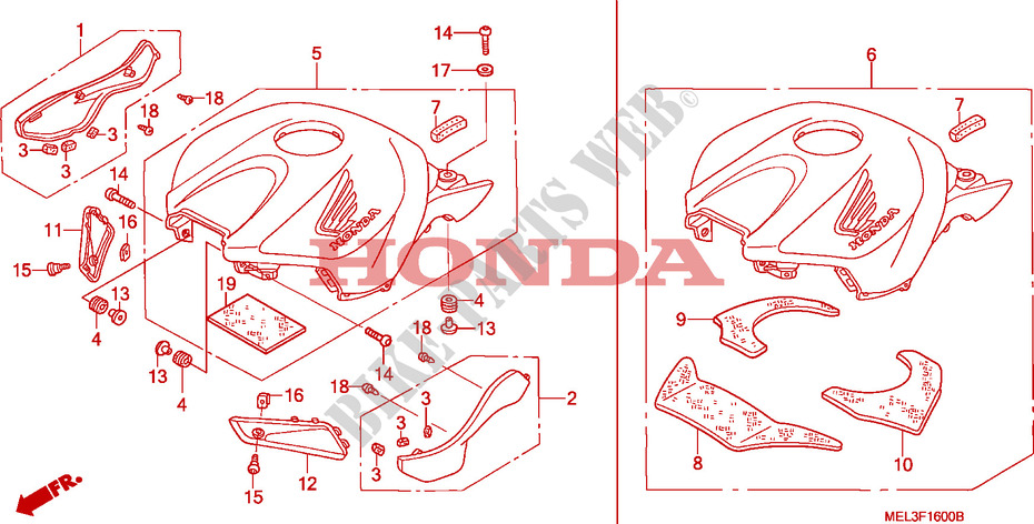 BLINDAJE SUPERIOR para Honda CBR 1000 RR FIREBLADE 2006