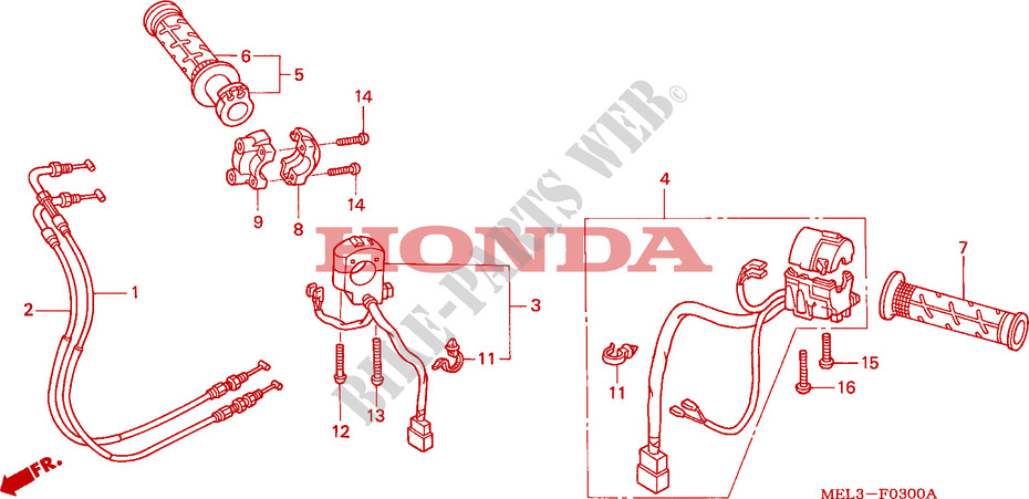 INTERRUPTOR/CABLE para Honda CBR 1000 RR FIREBLADE REPSOL 2007